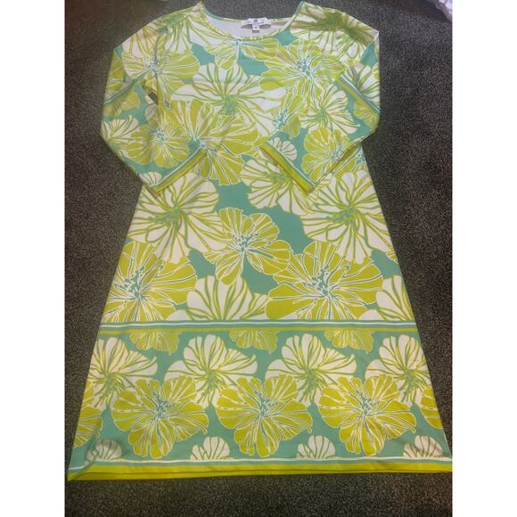 Jean-Pierreklifa green and yellow floral dress size M - Picture 1 of 3